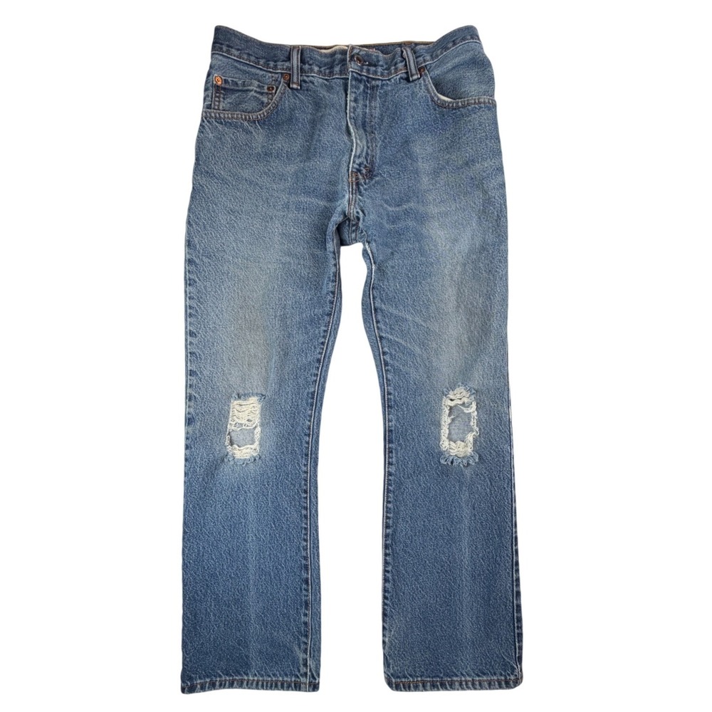 VTG Y2K Levis 517 Boot Cut Jeans Mens 32x30 Blue Denim Distressed Medium Wash